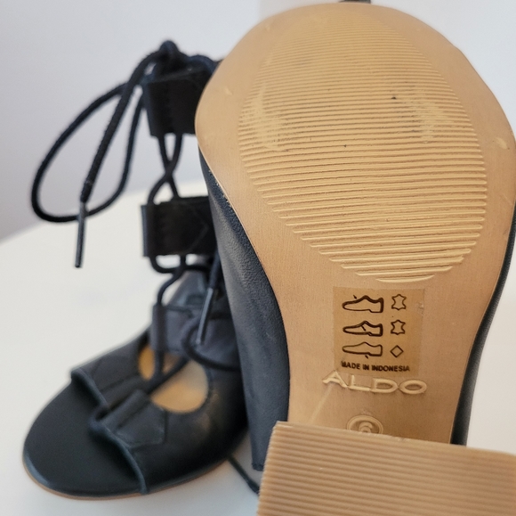 ALDO - Leather heeled sandals (black) - Picture 4 of 4